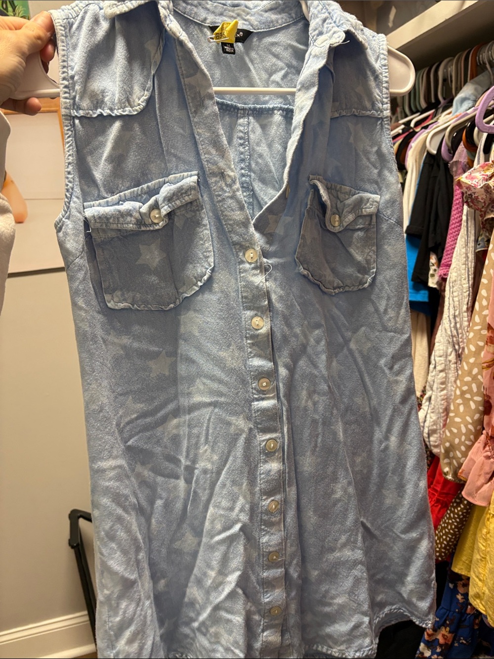 Medium star 4th July dress light chambray button-front shirt dress by SiM & SaM